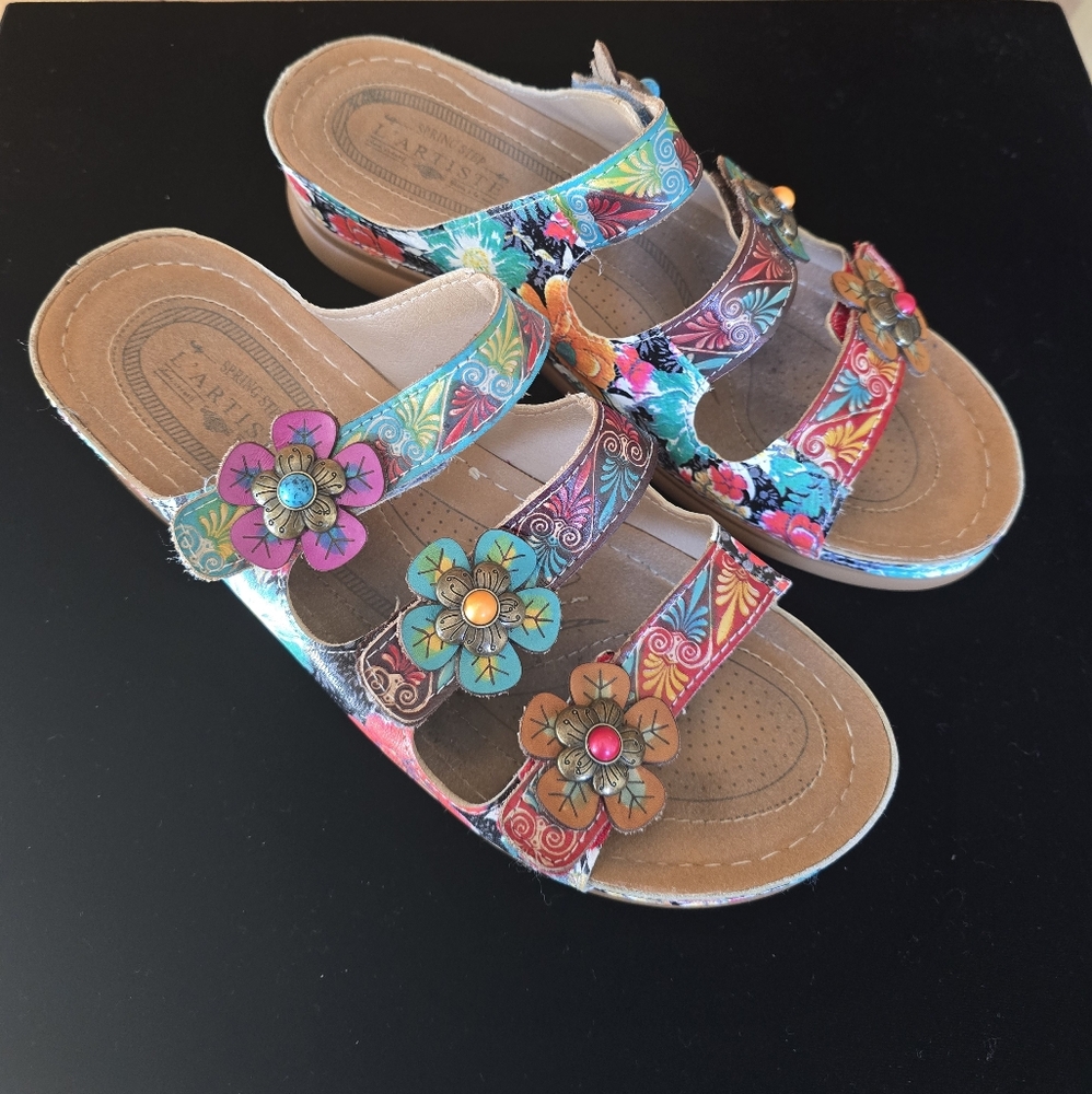 La' Artiste Colorful Floral Women's Sandals